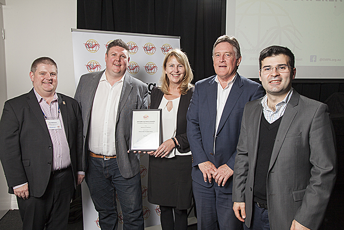 Tim Wiebusch, Kelvin Jewell, Kate White, and Stephen Griffin, VicSES, with Ari Margossian from Campaign Edge