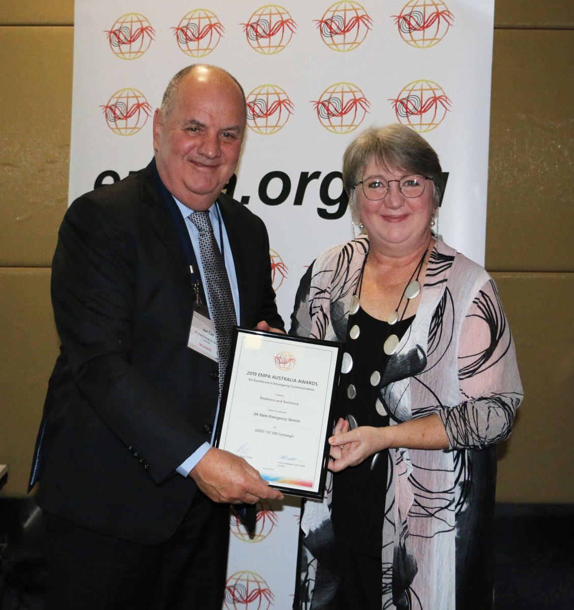 John Carr from SA SES with Anne Leadbeater